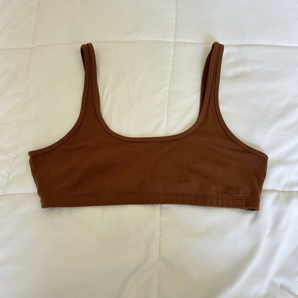 TnAction Womens XL Mini Sports Bra Top Brown No Padding Yoga Gym Workout - Picture 1 of 6